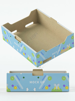 原創(chuàng)3D蔬菜水果托盤紙盒樣機 中秋佳節(jié)綠色禮品包裝新趨勢